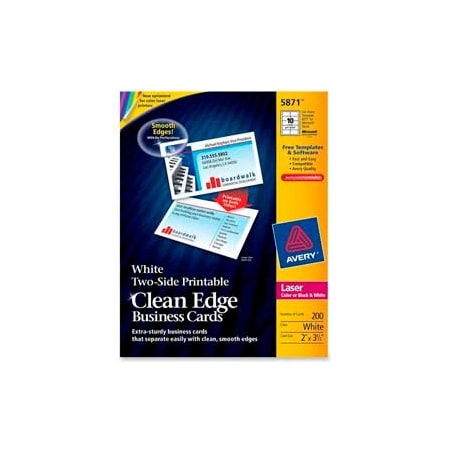 Avery Avery  Two-Side Printable Business Card, 2" x 3-1/2", White, 200 Cards/Pack 5871